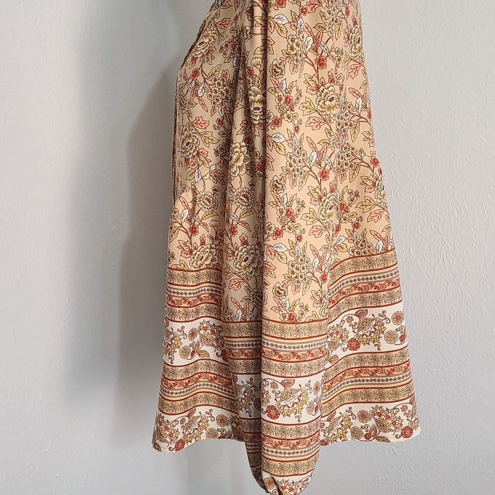 Bohemian Floral Peasant Blouse - Cream & Rust - Picture 8 of 11